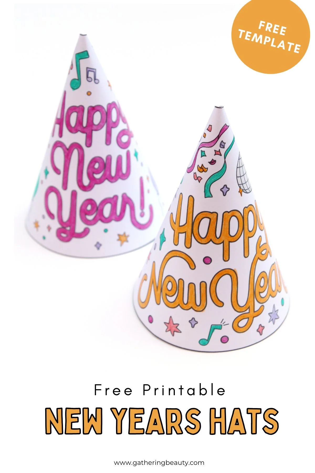 free printable new year's party hats — gathering beauty